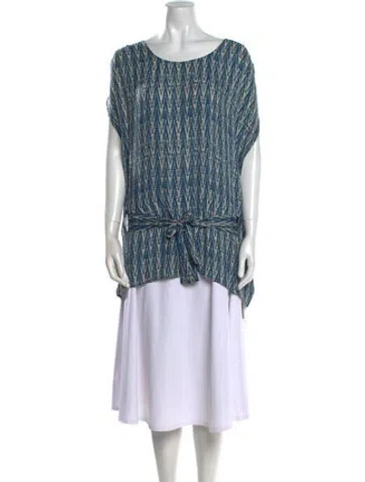 Pre-owned Iro Silk Printed Tunic In Blue