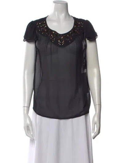 Pre-owned Iro Silk Scoop Neck Top In Black