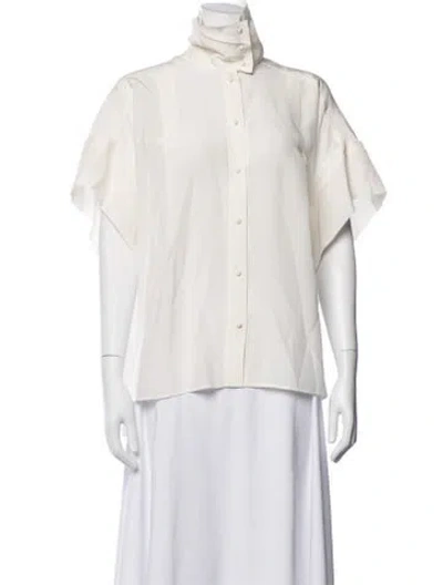 Pre-owned Iro Silk Short Sleeve Blouse In White
