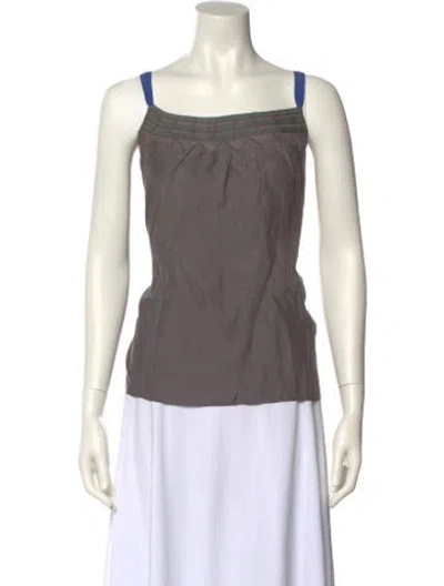 Pre-owned Iro Silk Square Neckline Top In Gray