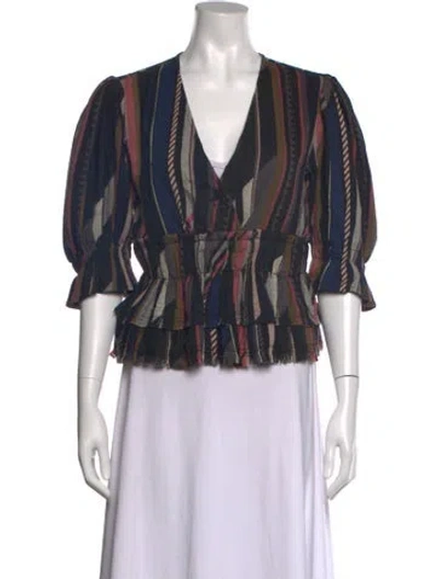 Pre-owned Iro Silk Striped Blouse In Black
