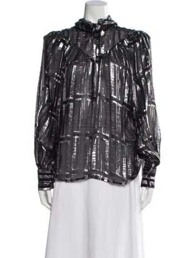 Pre-owned Iro Silk Striped Blouse In Gray