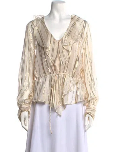 Pre-owned Iro Silk Striped Blouse In Neutral