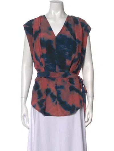 Pre-owned Iro Silk Tie-dye Print Top In Blue/pink