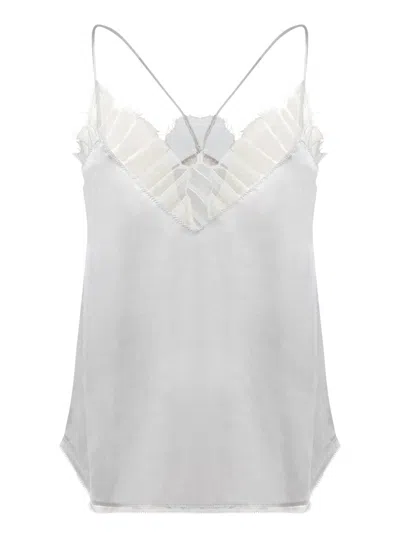 Iro Silk Top With Lace Detailing In Grey