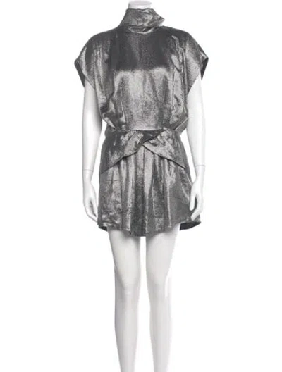 Pre-owned Iro Silk Turtleneck Romper In Silver