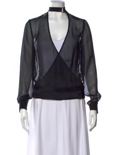 Pre-owned Iro Silk V-neck Blouse In Black