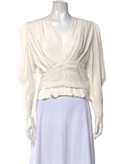 Pre-owned Iro Silk V-neck Blouse In Neutrals