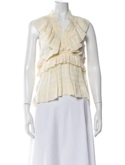 Pre-owned Iro Silk V-neck Blouse In White