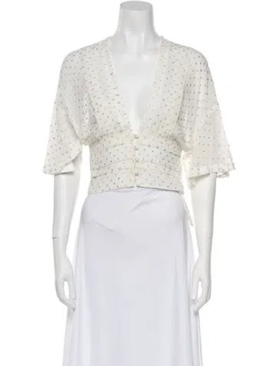 Pre-owned Iro Silk V-neck Crop Top W/ Tags In White