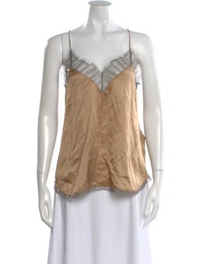 Pre-owned Iro Silk V-neck Top In Brown