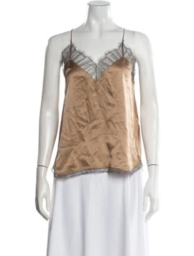 Pre-owned Iro Silk V-neck Top In Gold