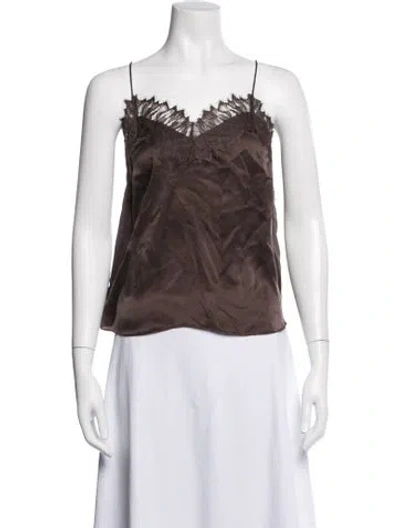 Pre-owned Iro Silk V-neck Top W/ Tags In Brown