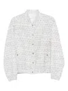 Iro Noemy Tweed Texture Cotton Jacket With Welt Pockets In Silver