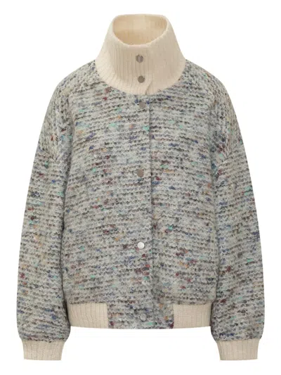IRO SIMONE HIGH-NECK SPECKLED-KNIT JACKET