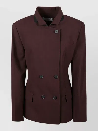 Iro Single Breasted Coat In Burgundy