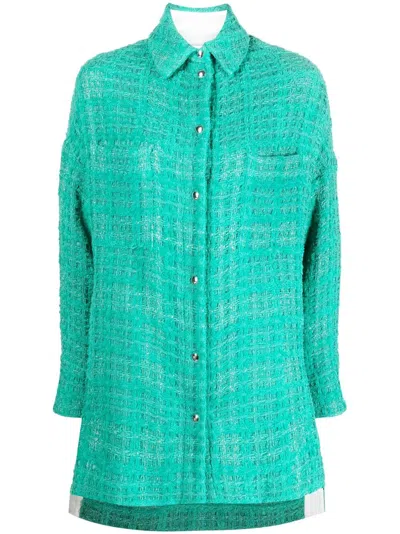 Iro Single-breasted Knitted Coat In Grün