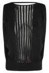 Iro Sleeveless Back-detail Top With Vertical Stripes In Black