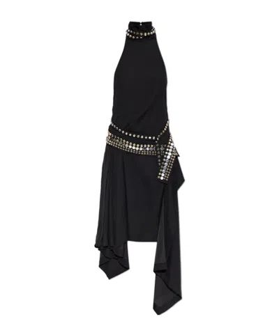 Iro Veziane Stud-embellished Asymmetrical Midi Dress In Black