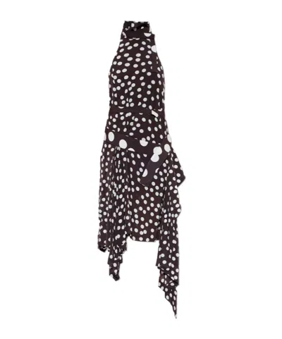 Iro Delila Polka-dot Asymmetric Midi Dress In Black