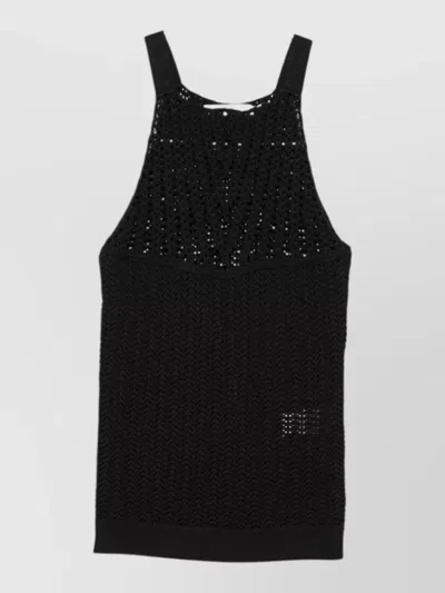 Iro Sleeveless Halterneck Crochet Top Open Knit In Black
