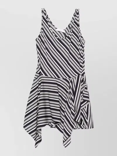 Iro Sleeveless Mini Dress Asymmetric Hem Stripes In Black