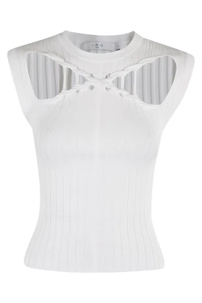 Iro Sleeveless Top With Intricate Woven Cut-out Design In White