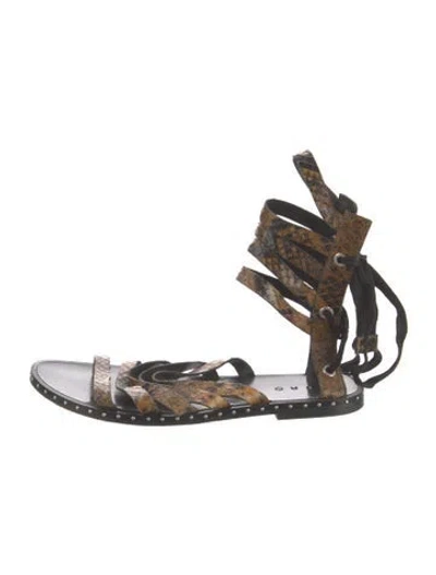 Pre-owned Iro Snakeskin Animal Print Gladiator Sandals In Multi