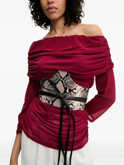 Iro Snakeskin-print Corset Belt In Black