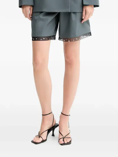 Iro Solenna Pleated Embellished Shorts In Gray