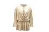 Iro Spacious Tie-front Metallic Long-sleeve Top In Gold Polyester In Gold