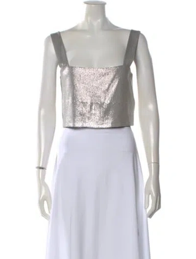 Pre-owned Iro Square Neckline Sleeveless Crop Top In White