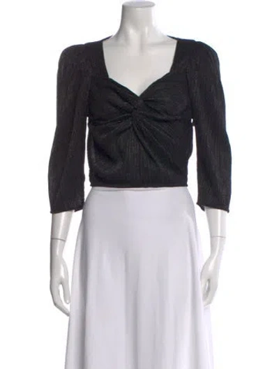 Pre-owned Iro Square Neckline Three-quarter Sleeve Crop Top In Black