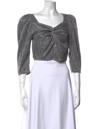 Pre-owned Iro Square Neckline Three-quarter Sleeve Crop Top In Black