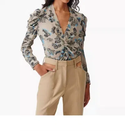 Iro Stala Blouse In Beige Multi In Gray