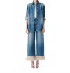 Iro Straight Feathered Jeans In Blue In Blue