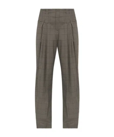 Iro Koffa Checked Pleated Trousers In Brown