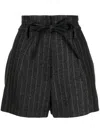 Iro Stripe-pattern High-waist Shorts In 灰色