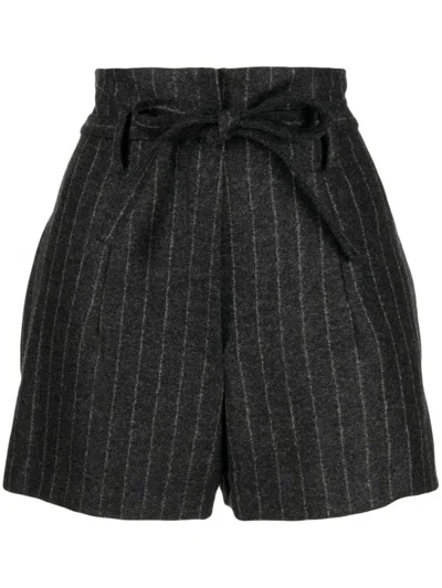 Iro Stripe-pattern High-waist Shorts In 灰色