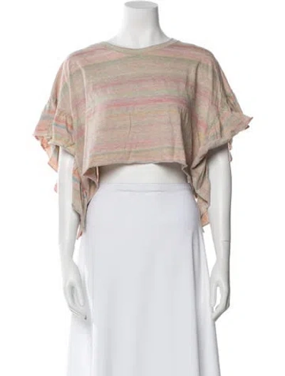 Pre-owned Iro Striped Bateau Neckline Crop Top In Pink