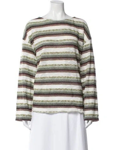 Pre-owned Iro Striped Bateau Neckline Sweater In White