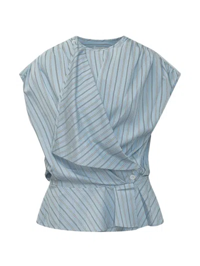 Iro Striped Button Top In Blue