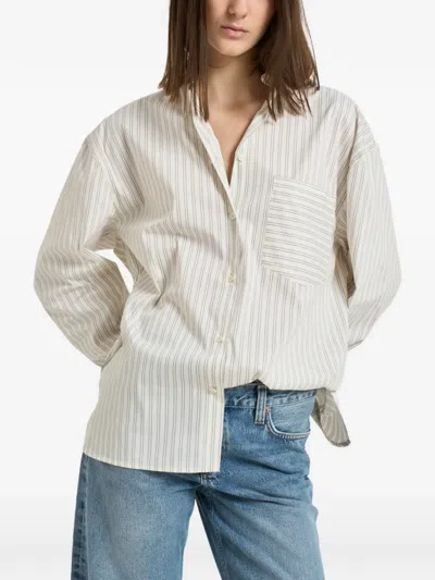 Iro Striped Chest-pocket Shirt In Neutral
