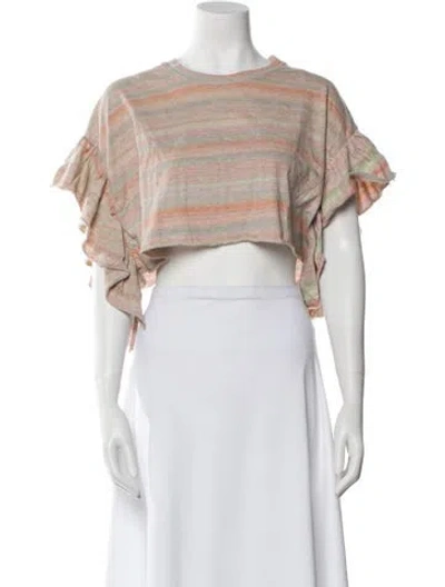 Pre-owned Iro Striped Crew Neck Crop Top W/ Tags In Pink