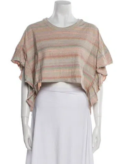 Pre-owned Iro Striped Crew Neck Crop Top W/ Tags In Pink
