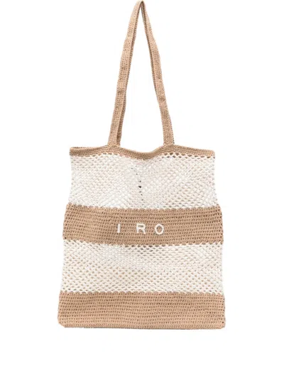 Iro Striped Crochet Tote Bag In Neutral