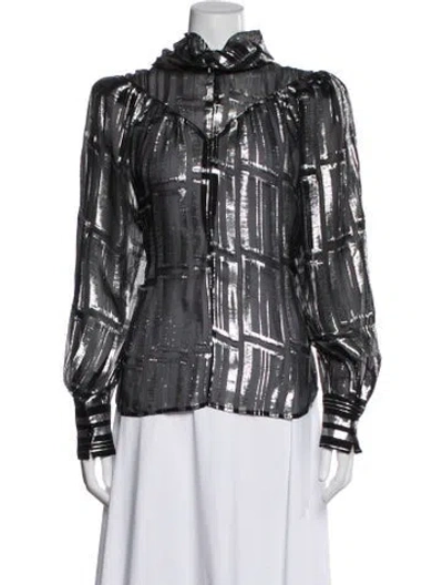 Pre-owned Iro Striped Long Sleeve Blouse In Blue