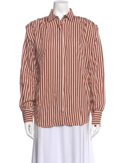 Pre-owned Iro Striped Long Sleeve Blouse In Red