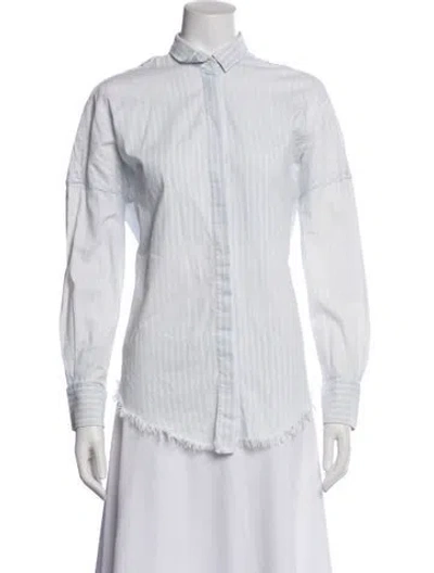 Pre-owned Iro Striped Long Sleeve Blouse In White