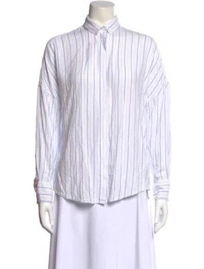 Pre-owned Iro Striped Long Sleeve Blouse In White